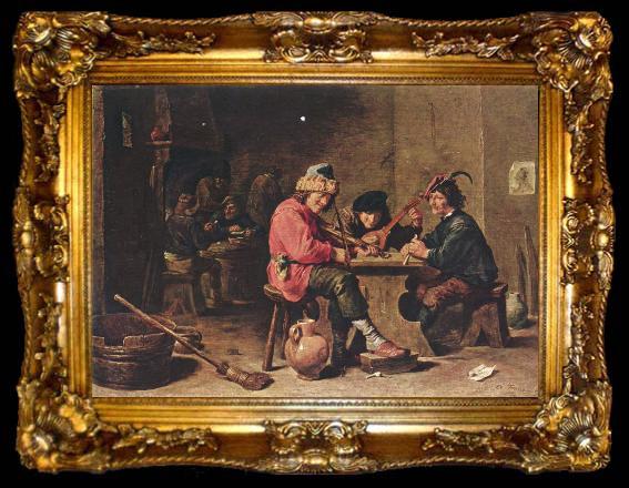 framed  David Teniers the Younger Drei musizierende Bauern, ta009-2